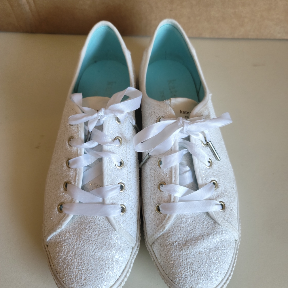Kate Spade White Sparkly Sneakers